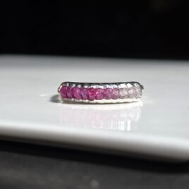 カラーサファイア　グラデーション　赤～クリア11pcs　シルバーSV925リング