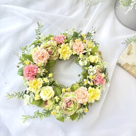 母の日ギフトに♪カーネーションのリース（直径約27cm） /アーティフィシャルフラワー/造花リース
