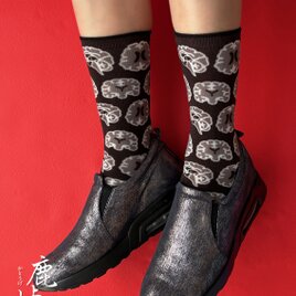 『脳断面柄 三兄弟ソックス』　サイズ22〜24cm用(ブラック)