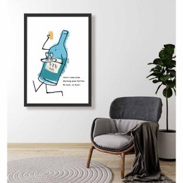 忙しいボトル　ワイン　送料無料 　アート/sei検索新着順　イイネたのしいポスター　イラスト　ポスター　アートポスター　4085