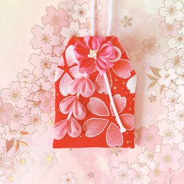桜の姫｜一年中使える桜のお守り袋（手縫い・つまみ細工／元巫女が仕立てる）
