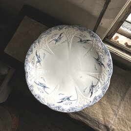 フランス　Longwy カモメ柄　大きなコンポティエ