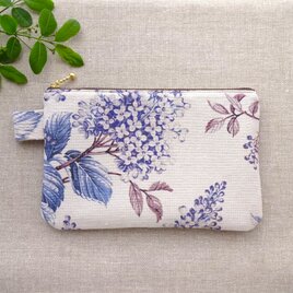 ＊フランス生地＊フラットポーチ＊ライラック３＊ファスナー２０cm＊mfta＊