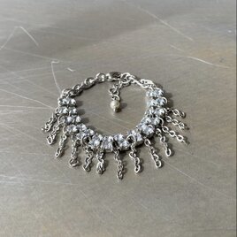 Vintage 90s retro crystal bijou chain tassel bracelet