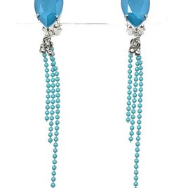 キュートなしずくビジューボールチェーン イヤリング アズールブルー [mfa-1010]