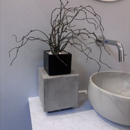 150mm角 天然素材のしっくいを使ったディスプレイスタンド/フラワースタンド/モルタル調