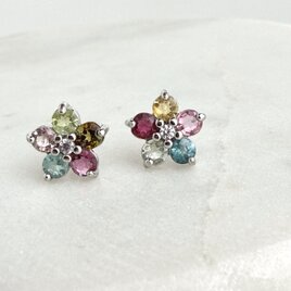 Multi-color Tourmaline Flower Pierce