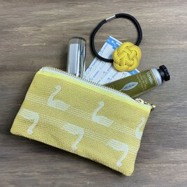 【スワン】畳縁　ぺたんこ　ミニポーチ　小銭入れ　カードケース　白鳥　バレエ　ゴールド