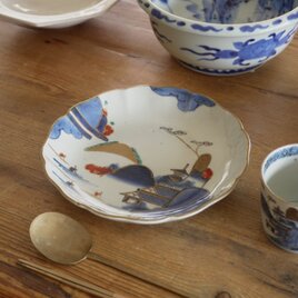 【7寸皿】静かな山水と金彩の美しい器