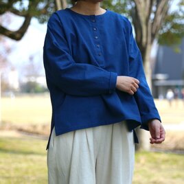 藍染ファーマーズシャツ（備後節織）中紺