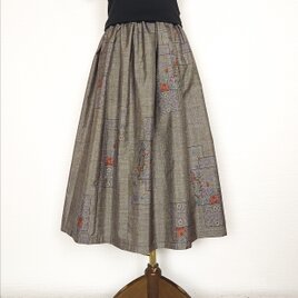 大島紬リメイク＊タックスカート