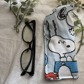 ハンドメイド♡メガネケース♡綿スヌーピー柄♡♡普通タイプ
