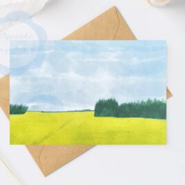 （104）黄色い花畑の風景　ポストカード　3枚セット