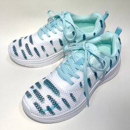 ミントグラデーション雨柄スニーカー｜軽量・通気性◎ デイリー仕様｜ホワイトスニーカー