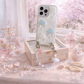 iPhoneケース ビーズハンドストラップ付き かわいい ギフトスマホケース 落下防止 大人可愛い スマホケース