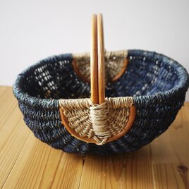 ワンハンドルバスケット 青 マルクトかご　ドイツ