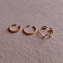 【一点限り】 真鍮 シンプル デザインイヤーカフ 3点セット