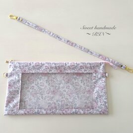 長形3号封筒がそのまま入るポーチ｜透明窓付きラミネート｜学校・役所・銀行など大切な書類の持ち運びに｜リバティ【フェリシテ】