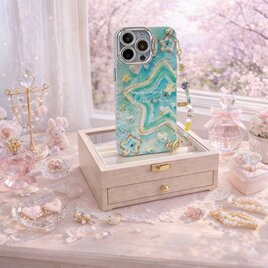 iPhoneケース ビーズハンドストラップ付き かわいい ギフト スマホケース 落下防止 大人可愛い スマホケース
