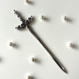 かんざし　剣の簪C　シルバー　武器　一本簪　洋風　シンプル　普段使い　成人式　卒業式　洋風