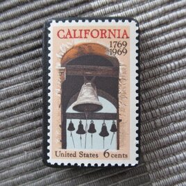 アメリカ1969年　ミッションの鐘　切手ブローチ 10899