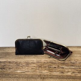姫路レザーminiがま口財布◆黒　革財布　がま口　minisize