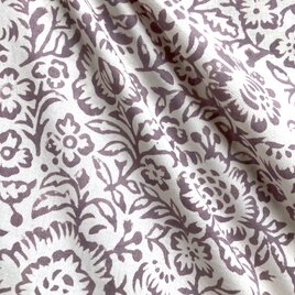 インド ブロックプリント生地 [50cm単位] サンガネリ フラワー フィールド パープル 花 PP