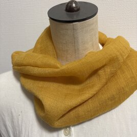 ✳︎ ハンドメイド春夏スヌード♡Wガーゼマスタード♡♡紫外線花粉寒暖差対策