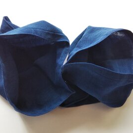 藍染めの袋ハンカチ  約23cm角  2枚組