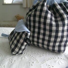 格子柄×RayonLinen PouchSet