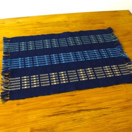 手織り・藍染めランチョンマット　経ロートン織り