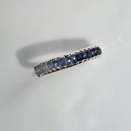 カラーサファイア　グラデーション　深いブルー～クリア14pcs　シルバーSV925リング