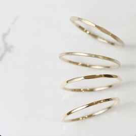 華奢リング K18 ゴールド 約1ミリ幅 重ね付け 極細 指輪 シルバーおまけ付き