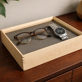 時計・メガネケース＋レザートレイ（メイプル）