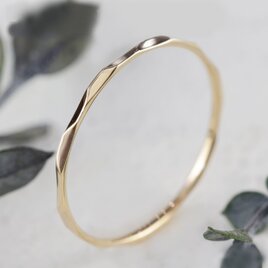 華奢リング K18 K18PG Pt900 槌目 着けっぱなし 極細リング 重ね付け