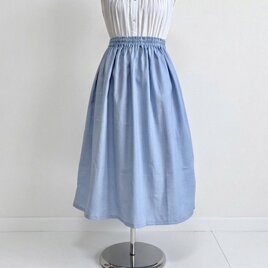 国産リネンギャザースカート◇スモークブルー