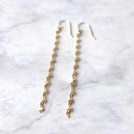 ペタルチェーンロングピアス・イヤリング変更可・14kgf