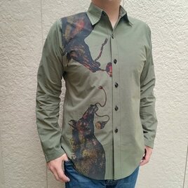 善工房×Ubatama コラボシャツ（馬）緑