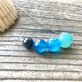 *sv925* sea blue gradation アゲートとシルバー925の海色ネックレス