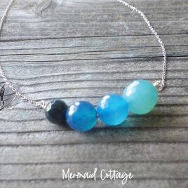 *sv925* sea blue gradation アゲートとシルバー925の海色ネックレス