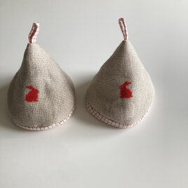 三角鍋つかみ２個セット*クロスステッチ*うさぎ