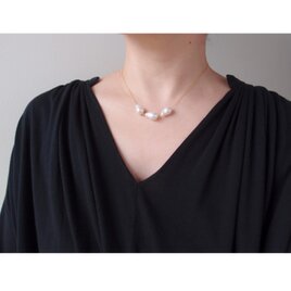 【K14gf】Baby Oyster Pearl Necklace／ベビーオイスターパール チェーンネックレス（３粒）
