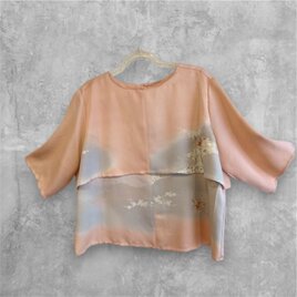 着物リメイク　ボートネックケープブラウス