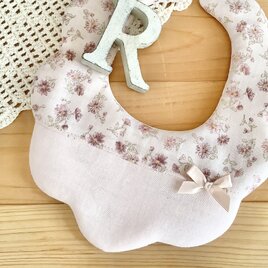 新作♪淡いピンク花柄♪オーガニック♪ふわふわやわらかスタイ