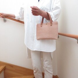 手縫い☆バッグインにもピッタリ♪《牛革》フラットミニマルトート・ライトブラウン・0507