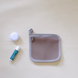 帆布のフラットミニポーチ/チャコールグレー