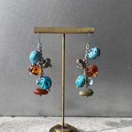 Vintage 90s-00s USA retro multicolor rough stone beads pierce