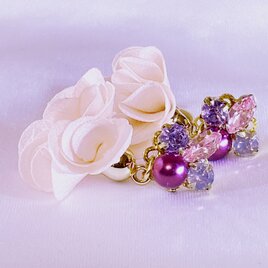 ビジュー付きフラワータッセルピアス♡