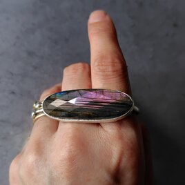 ラブラドライトダブルフィンガーシルバーリング