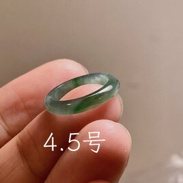 L17-81 ピンキーリング 氷種 4.5号 濃森緑 グアテマラ産 A貨 本翡翠 くりぬき リング